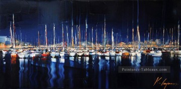 bateaux en quai bleu KG Peinture à l'huile